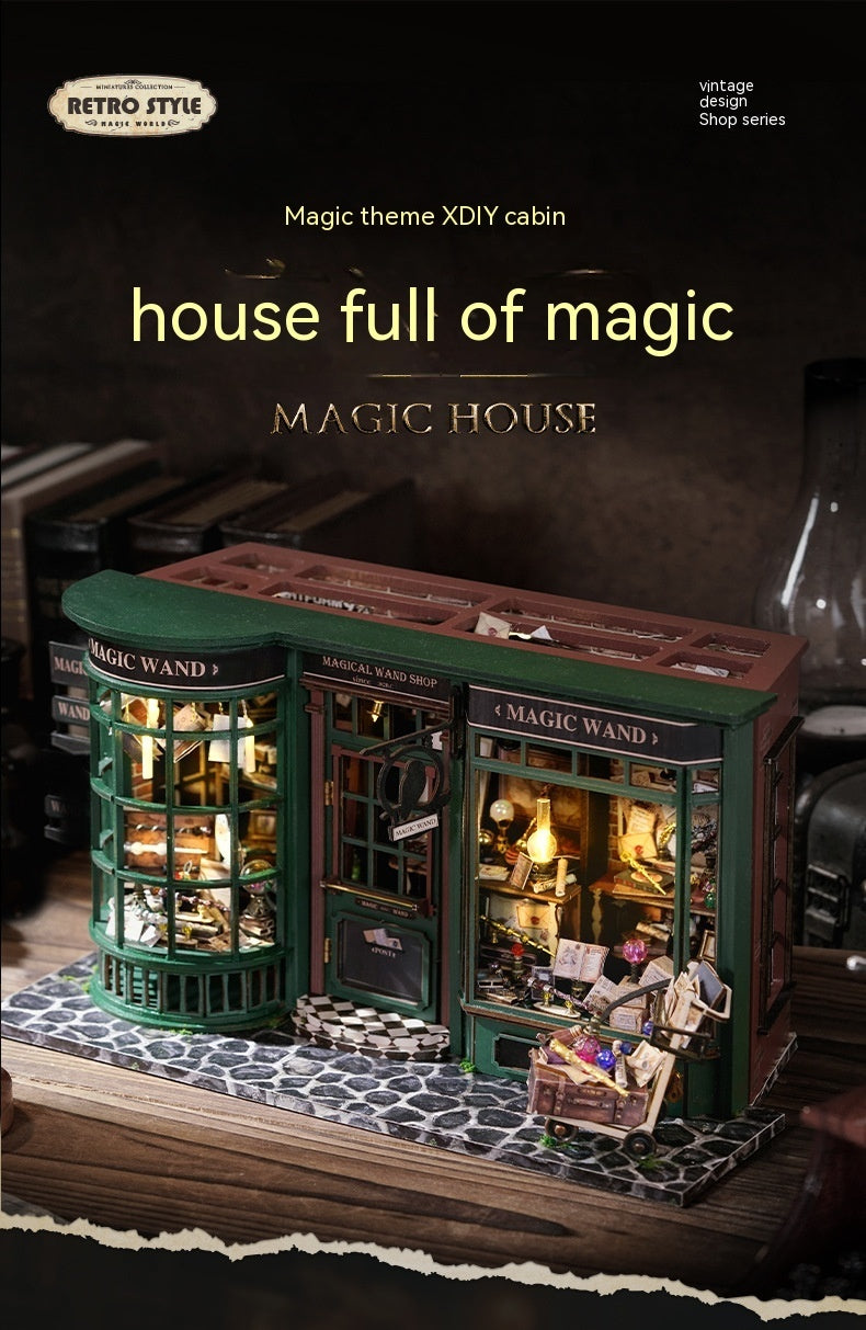 Children's Toy Magic Street House Decoration Birthday Gift Creative Handmade DIY Wooden Assembly Model