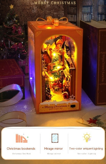 Diy Cottage Christmas Fantasy Hand-assembled 3D Book Stand Wooden Assembled Model Birthday Gift