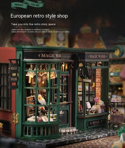 Children's Toy Magic Street House Decoration Birthday Gift Creative Handmade DIY Wooden Assembly Model