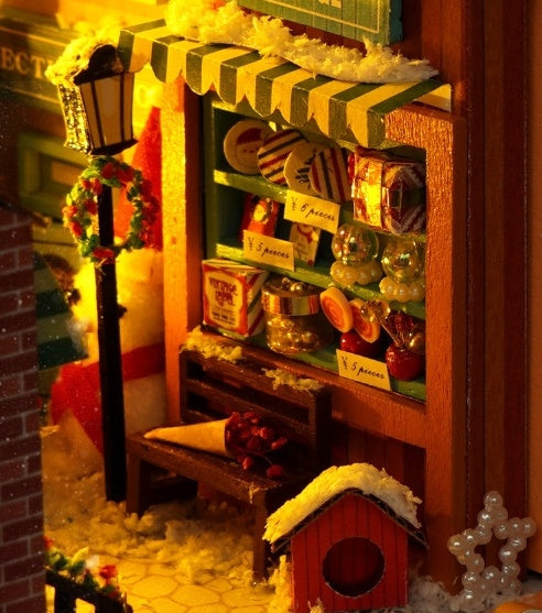 Diy Cottage Christmas Fantasy Hand-assembled 3D Book Stand Wooden Assembled Model Birthday Gift