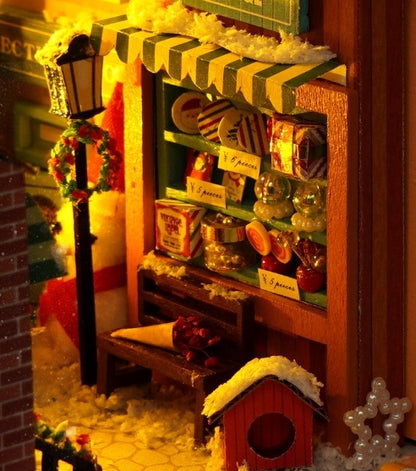 Diy Cottage Christmas Fantasy Hand-assembled 3D Book Stand Wooden Assembled Model Birthday Gift